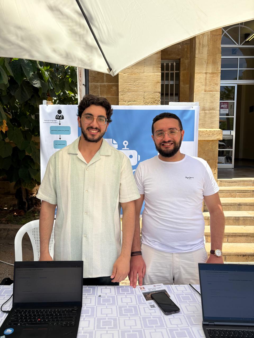 Me and my friend after finishing MedicBot final year project